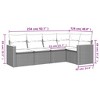5 Piece Patio Sofa Set with Cushions Black Poly Rattan vidaXL - 3 of 3