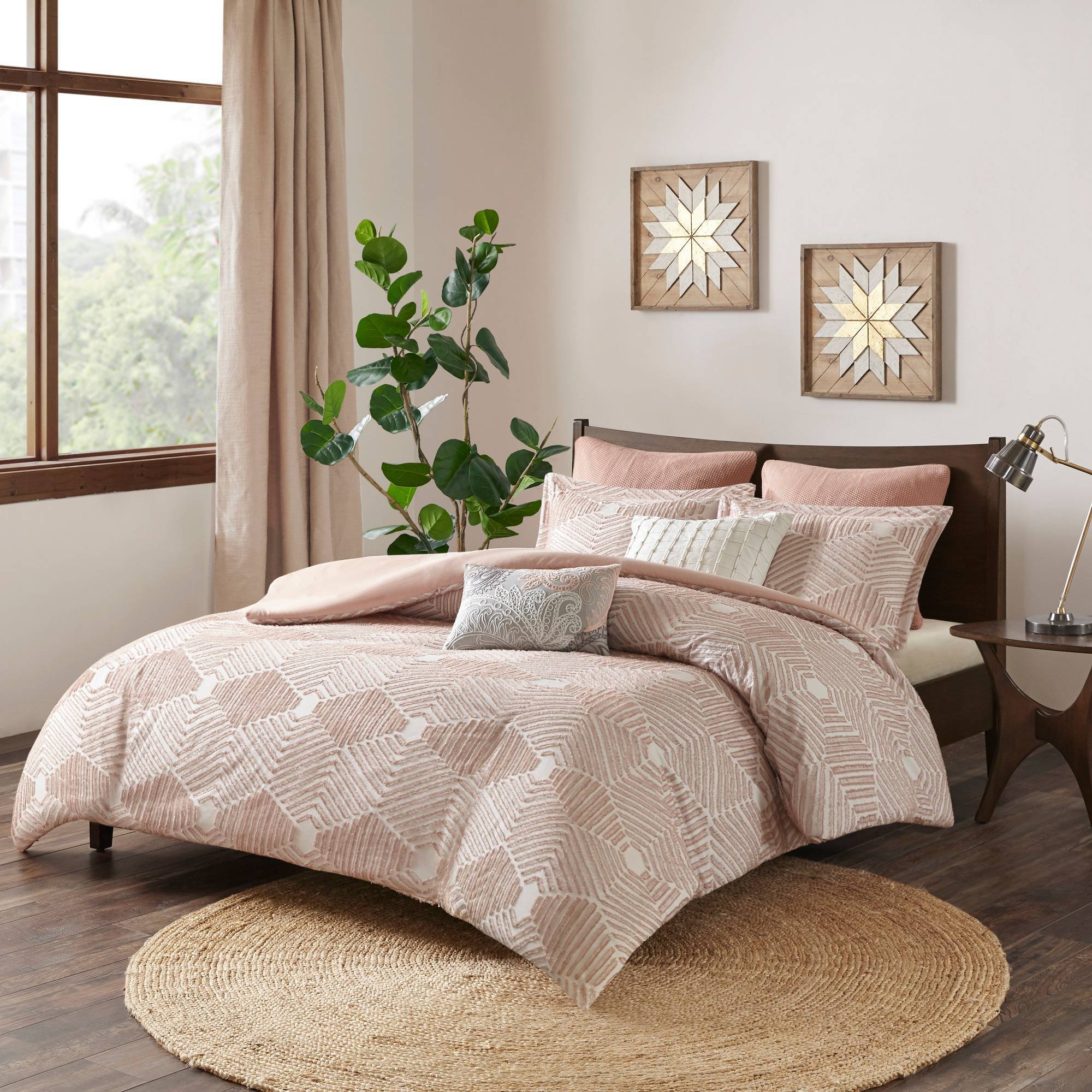3pc King/California King Ellipse Cotton Jacquard Comforter Set Blush
