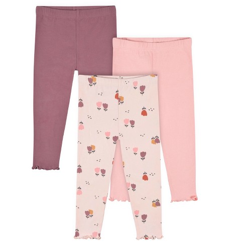 Gerber Baby Girls' Leggings - Burgundy Floral - 4t - 3-pack : Target