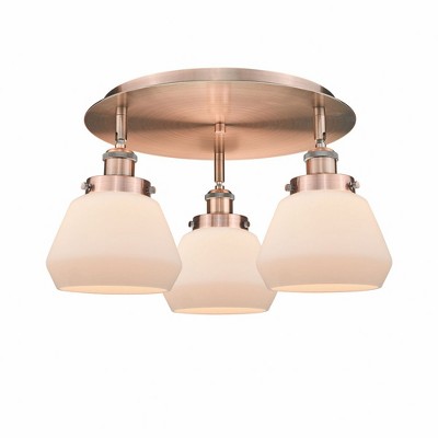 Fulton - 3 Light Flush Mount In Art Deco Style-8 Inches Tall and 18.25 Inches Wide