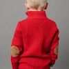 Hope & Henry Boys' Organic Long Sleeve Mock Neck Mix Stitch Button Sweater with Elbow Patches, Red Mix Stitch, X-Small - 4 of 4
