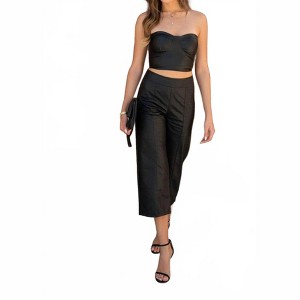 Women's Faux Leather Cropped Pants - Venti6 - 1 of 2
