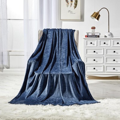 Navy Blue Microplush Fleece Throw Blanket 50" x 60"