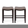 Rubberwood Studded Saddle Counter Stools MP2 (Set of 2) with H-Frame Base and Contemporary Backless Design - 2 of 4