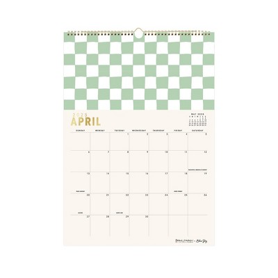 Blue Sky Brook Gossen Wall Calendar 12x17 Monthly Wirebound (15 Month) Green Check