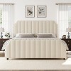 Velvet Upholstered Platform Bed Frame with 50.2" Headboard, Vertical Channel Tufted Design, Nailhead Trim and Footboard, No Box Spring Required. - 4 of 4