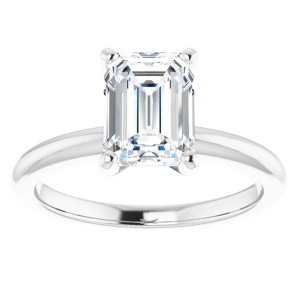 Pompeii3 2Ct Emerald Solitaire Moissanite Engagement Ring in White Yellow or Rose Gold - 1 of 4