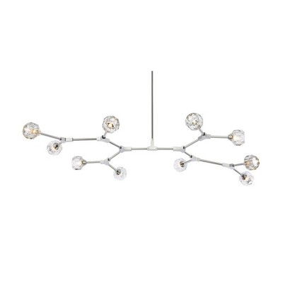 Chrome Crystal 10-Light Globe Pendant with Adjustable Rod
