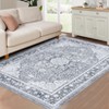 Washable Vintage Printed Rug Non Slip Low Pile Rug Soft Throw Floor Cover Foldable Indoor Carpet for Living Room Bedroom Playroom - 3 of 4