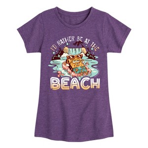 Girls' - SpongeBob SquarePants - Rather Be At Beach Fitted Short Sleeve Graphic T-Shirt - 1 of 4