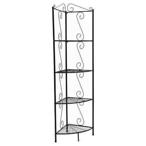 60 Bookcase With Corner Etagere Copper Metal Brown Everyroom