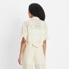 Women's Short Sleeve Embroidered Tie-Front Blouse - Future Collective - 2 of 3