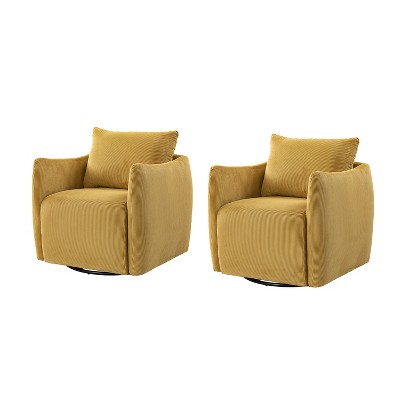 Colin 360-degree Swivel Barrel Chair With Pillow,set Of 2