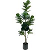5 ft Artificial Fiddle Leaf Fig Tree with Planter Pot, Decorative Fake Plant with Realistic Trunks & Leaves, Artificial Greenery for Living Room - 2 of 4