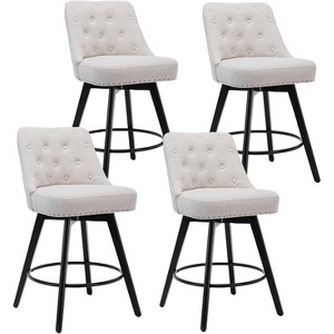 Counter Height Bar Stools Set of 4, Modern Swivel Bar Stools with Back and Wood Legs,Seat Height Upholstered Barstools Bar Chair for Kitchen Home - 1 of 4