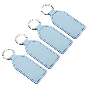 Unique Bargains PU Leather Keychain Blank with Key Rings for DIY Laser Engraving 4 Pcs - 1 of 4