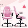 FONTOI Swivel Office Chair with Lumbar Support and S-shaped Backrest, Gaming Chair with Padded Armrests, Pink, 25.3"*41.8"*25.3" - 3 of 4