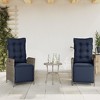 vidaXL Reclining Patio Chairs with Footrest - Gray PE Rattan Outdoor Garden Furniture - Adjustable & Comfortable with Washable Cushions - 2 of 4