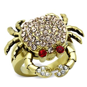 Slickblue Women's Crab Design Stainless Steel Ring with Multi-Color Synthetic Crystal, IP Gold Plated, Size 5-10 - 1 of 4