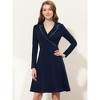Allegra K Women's Notch Collar Wrap V Neck Long Sleeve A Line Fit Flare Dress - 2 of 4