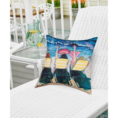 18" x 18" Mermaid Graphic Polyester Summer Throw Pillow