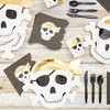 Blue Panda 48 Pack Gold Foil Pirate Plates for Pirate Birthday Party Supplies, Tableware, Skull Design, 13 x 10 In - 2 of 4