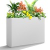TOAOTBNBO Metal Planters with Drainage Holes, Tall Planter with Removable Shelf, Outdoor Planter Pots for Garden and Porch, White - 2 of 4