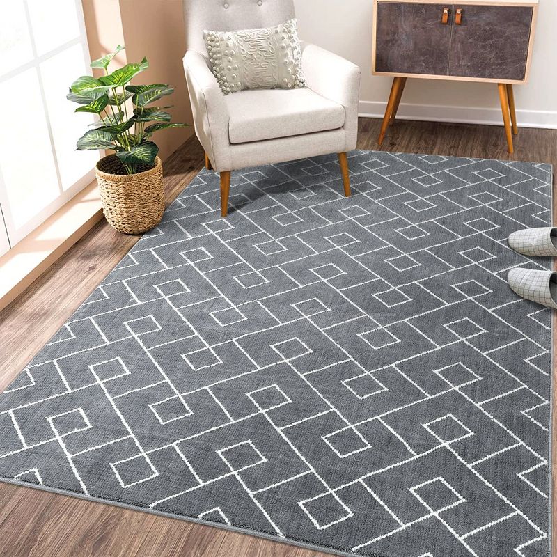 Area Rug Geometric Rug for Living Room Ultra Soft Fluffy Carpet Thick Plush Shaggy Rug, 3 of 9