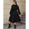 Plus Size Women's Long Knit Dress with Lantern Sleeves, Soft Casual Crewneck Tunic Sweater Dress for Tall Ladies - 3 of 4