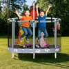 Hooseng 60" Oval Trampoline for Kids, 5 FT Indoor & Outdoor Toddler Trampoline with Safety Enclosure, Adjustable Gymnastics Bar, Swing & Toys - 2 of 4