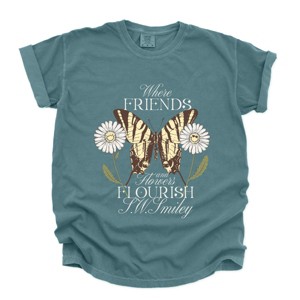S.W.Smiley Where Friends and Flowers Flourish - Women's Garment Dyed Graphic T-Shirt - 1 of 4