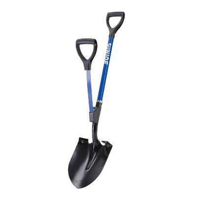 Sun Joe SJ-SHLV06-SJB Shovelution Strain Reducing Utility Digging Shovel w/Spring Assist Handle | 44 in | Round Point | D-Handle (Blue).