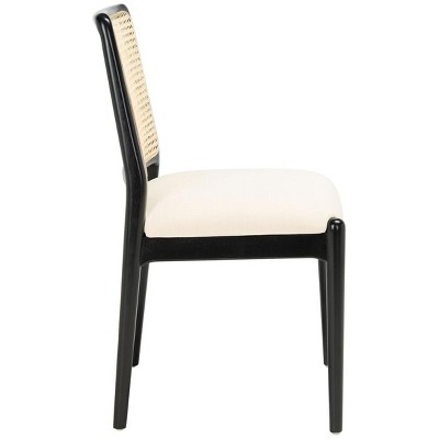 Black and White Upholstered Cane Back Side Chairs, Set of 2