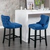 KWPZQEB Bar Stools Set of 2, Velvet Upholstered Swivel Bar Stools with Back and Wooden Legs, Counter Bar Chairs for Kitchen Island - 2 of 4