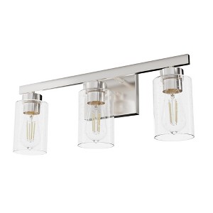 Hunter Fans 22" Hartland Wall Light Brushed Nickel Finish - 3 Bulb Incandescent Vanity Fixture for Rustic Modern Spaces - 1 of 4