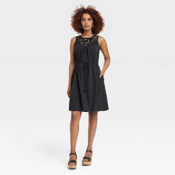 Women's Wide Strap Sleeveless A-Line Dress - Knox Rose™ Black XL