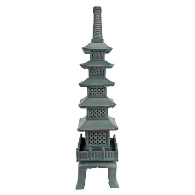 Verdigris Bronze Resin Asian Garden Pagoda Sculpture