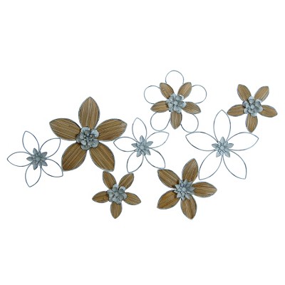 VIP Metal 36 in. Gold Wire Floral Wall Decor