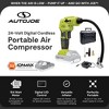 Sun Joe Auto Joe Portable Air Compressor, 24 Volt 2 Ah Cordless Tire Inflator Pump with Battery and Charger for Bike and Pool Accessories, Green - 2 of 4