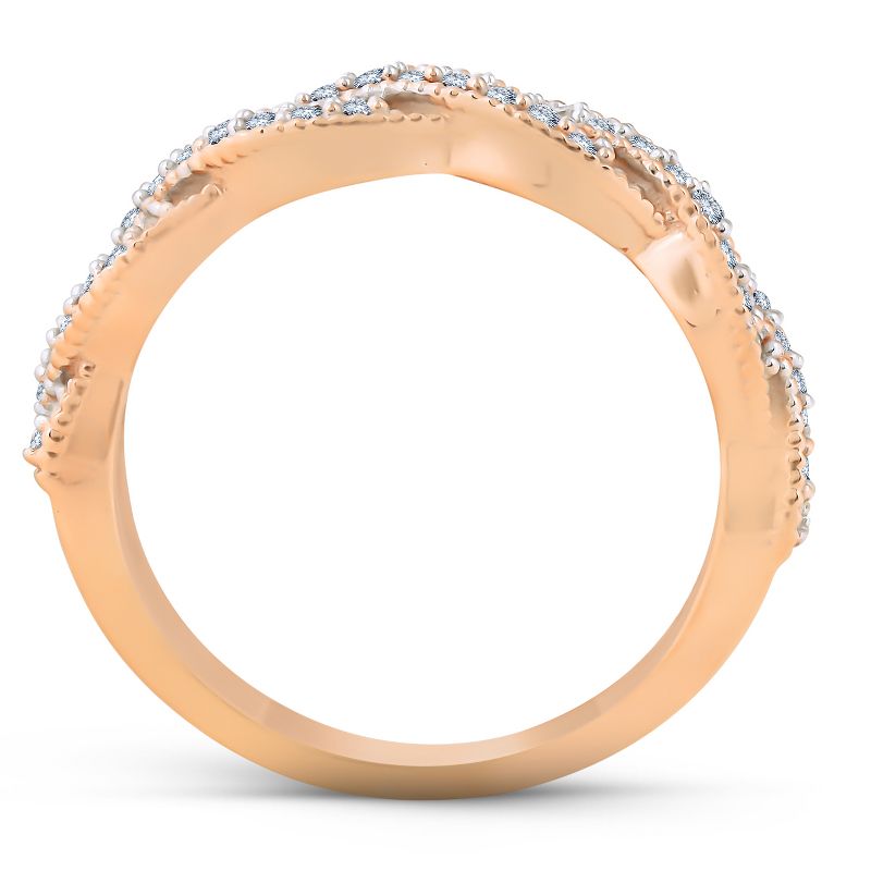 Pompeii3 1/6ct Pave Diamond Braided Woven Wedding Ring 14K Rose Gold, 3 of 6