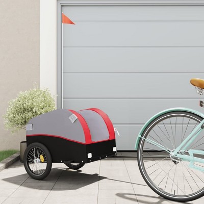vidaXL Bike Trailer Black and Red 66.1 lb Iron 48.4" x 20.5" x 20.9"