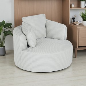 Compressible Corduroy Round Chair with Cushioned Backrest - 1 of 4