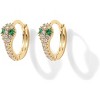 14K Gold Plated 925 Sterling Silver Cubic Zirconia Huggie Earrings | U-Shaped Snake Solitaire Small Round Huggie Stud Fashion Hoop Earrings for Women - 3 of 4