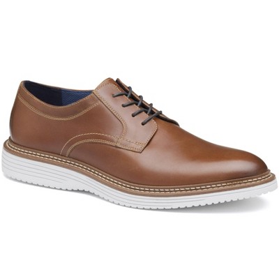 Johnston & Murphy Men's Cason Leather Plain Toe Dress Casual Lace-up Shoe, Tan Full Grain, Size 9