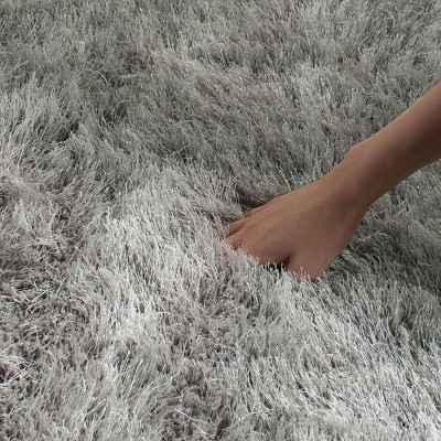 Gray Hand-Tufted Synthetic Shag Area Rug 4' x 6'