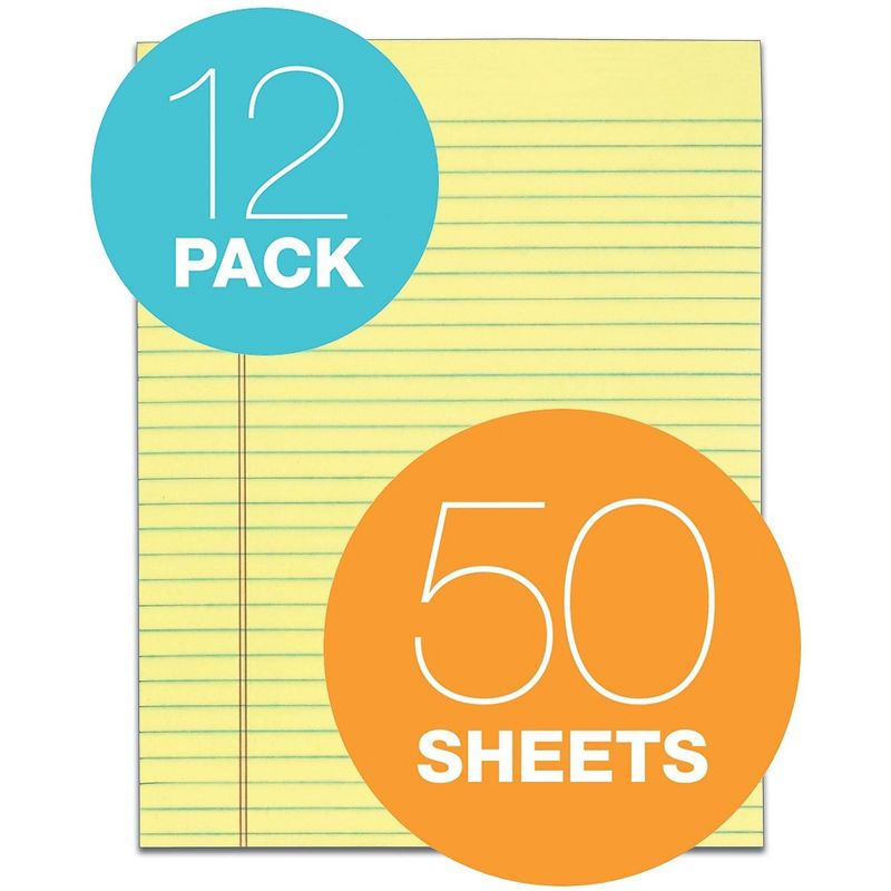 Tops The Legal Pad Glue Top Pads Legal/Wide 8 1/2 x 11 Canary 50 Sheets Dozen 7522, 4 of 7