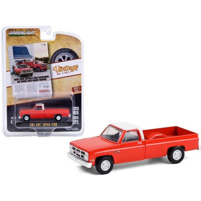 1984 GMC Sierra 2500 Pickup Truck Orange with White Top "Vintage Ad Cars" Series 4 1/64 Diecast Model Car by Greenlight