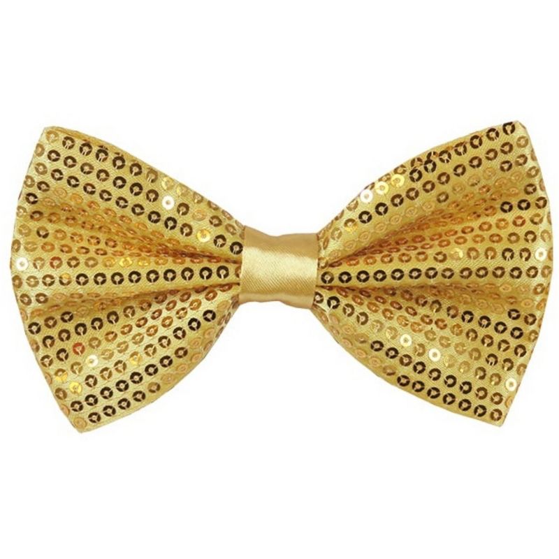 Men's Solid Color 3 W And 5 L Inch Pre-Tied adjustable Sequin Bow Ties, 1 of 3