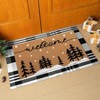 2 Pcs Winter Door Non Slip Coir Mats Floor Layering Snowy Tree Black White Buffalo Plaid Doormats Seasonal Front Porch - 3 of 4