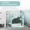 Whisen Enclosed Cat Litter Box with Chimney Deodorizer, Drawer Tray, Scoop, Mat, Push Door, House Design - Blue - 3 of 4